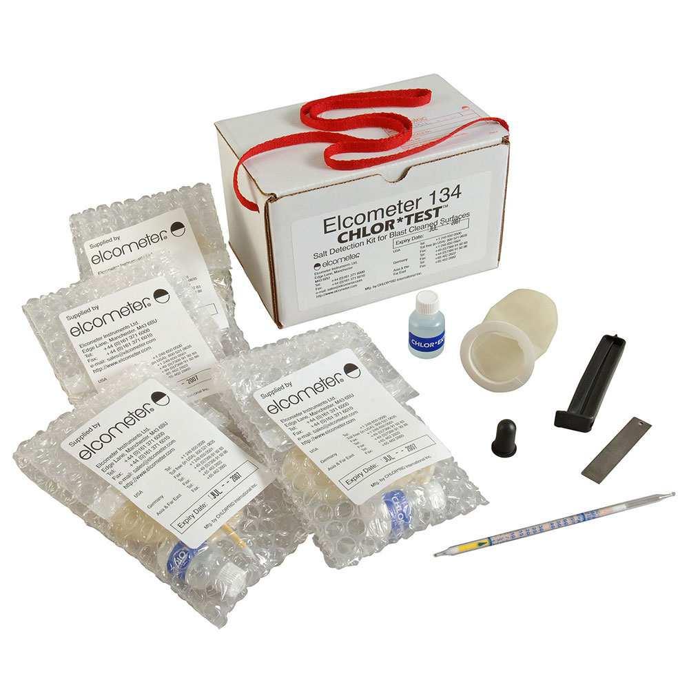 Související produkty Chloridový test pro abrazivo Elcometer 134A testuje, zda je abrazivo kontaminováno chloridy.