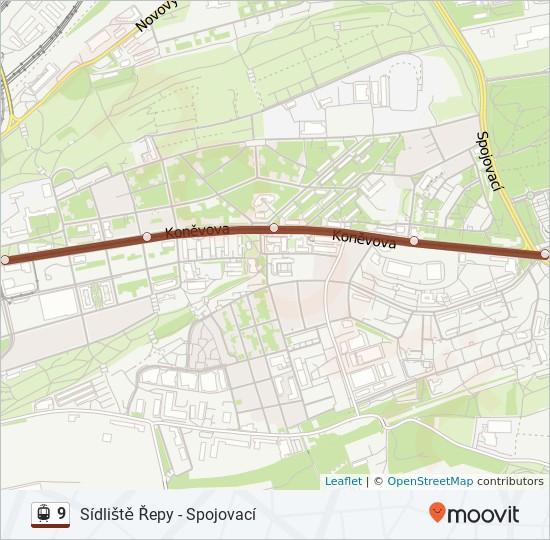 Pokyny: Vozovna Žižkov 5 zastávek ZOBRAZIT JÍZDNÍ ŘÁD LINKY Spojovací 694/1, Praha Kněžská Luka Koněvova 2153/227, Praha Chmelnice Koněvova 1965/208, Praha Strážní Koněvova 1625/175, Praha Vozovna