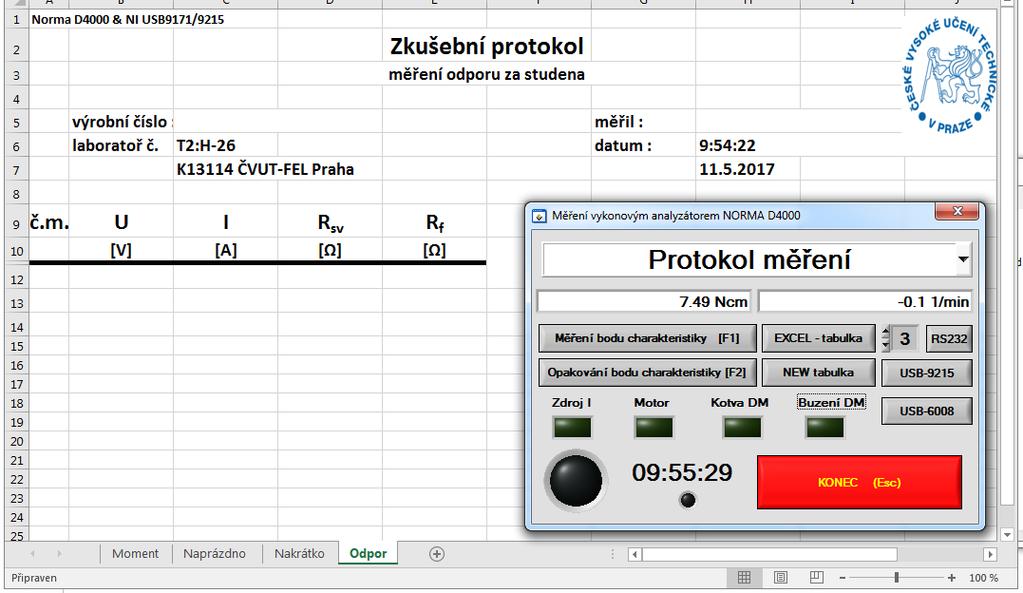 Tento program automaticky navazoval komunikace s měřicími přístroji, které bylo možné v případě problému restartovat.