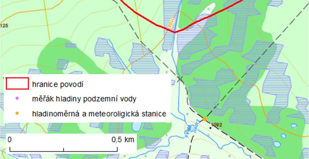 Řeka Vydra tvoří na soutoku s Křemelnou u Čeňkovy pily Otavu, která se vlévá u Zvíkova do Vltavy, celé území tedy patří do úmoří Severního moře. Obr.