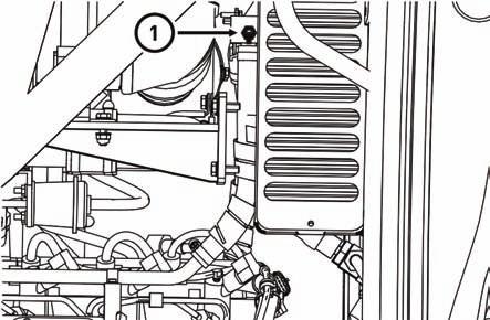 POKYNY K ÚDRŽBĚ Odvzdušnění systému topení Odvzdušňovací ventil topení (1) je umístěn na levé straně traktoru před kabinou a je přístupný po odklopení kapoty.