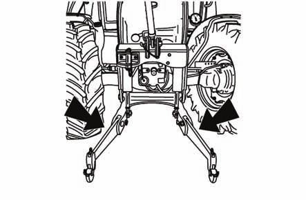 předního tříbodového závěsu A Pracovní poloha předního tříbodového závěsu B Transportní poloha předního tříbodového závěsu Změna polohy táhel předního tříbodového závěsu: 1.