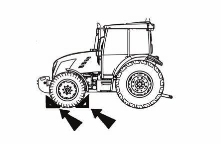 PŘÍDAVNÁ ZÁVAŽÍ Založení předních kol Před zvednutím zadních kol nezapomeňte zajistit traktor proti pohybu založením předních kol! NM13N103 Postup při plnění pneumatik vodou E556 1.