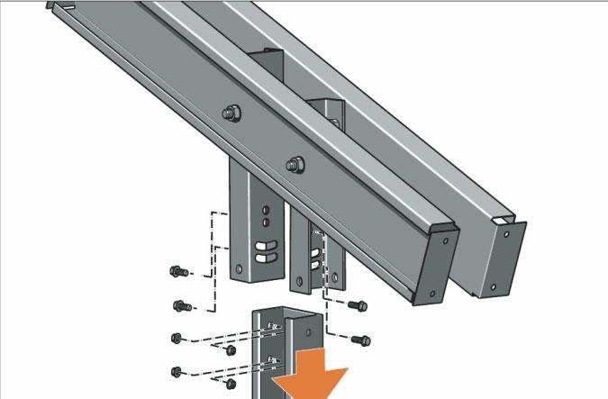 Hlavice namontovat na sloupky Předmontované hlavice se upevňují šrouby M12 30 momentem 20 Nm (silně rukou)na zarážené sloupky.