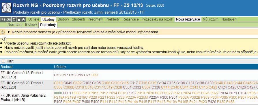 TVORBA REZERVACÍ IV. Rezervace Rezervacemi se rozumí výuka nebo jiné událos, které nemají kód (nejsou v programu Tajemník). 1.