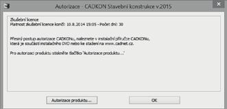 Registrace a autorizace pro jednoho uživatele softwarová ochrana Instalace CADKONu Stavební konstrukce je chráněna proti nelegálnímu používání softwarovým klíčem (softlockem).