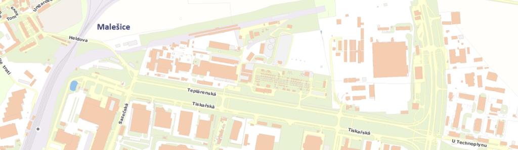 Obr. 1 Umístění Nemovitostí v katastrálním území Malešice, obec Praha Pozemky parc. č.