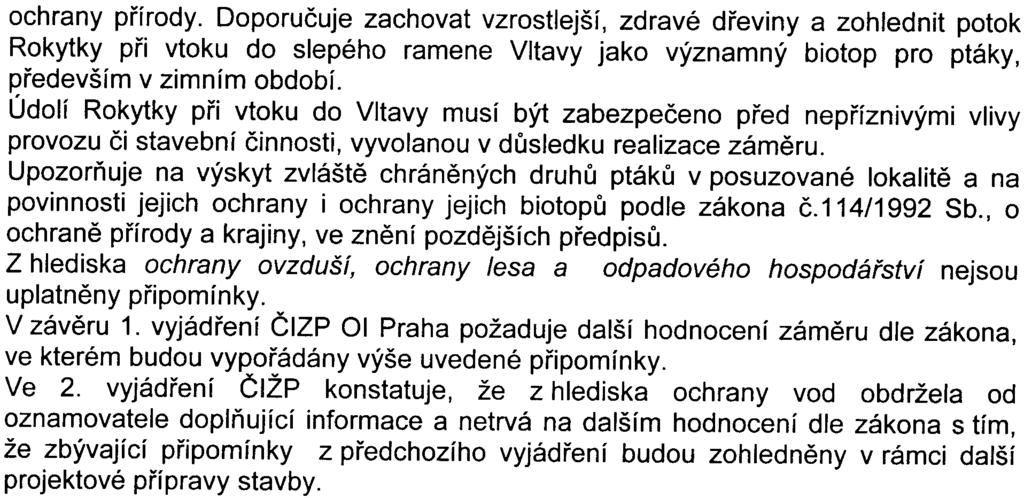 6 ochrany pøírody Doporuèuje zachovat vzrostlejší, zdravé døeviny a zohlednit potok Rokytky pøi vtoku do slepého ramene Vita vy jako významný biotop pro ptáky, pøedevším v zimním období Údolí Rokytky