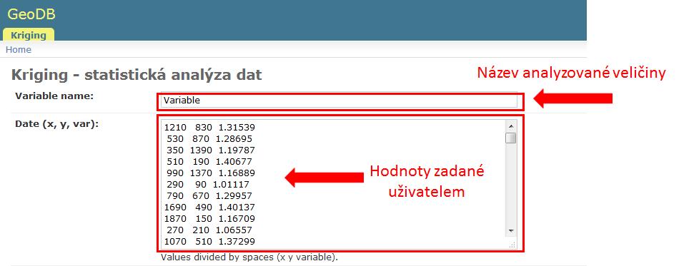 Využití software statistická analýza dat je předvedeno na příklade situace nerovnoměrně rozmístěných sond v zájmové lokalitě. Projektanta zajímá odhad hodnoty v místě mimo sondy.