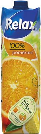 Relax 100% pomeranč 1l Rajec voda jemně sycená 1,5l Jupík Funny Fruit Jahoda 0,33l
