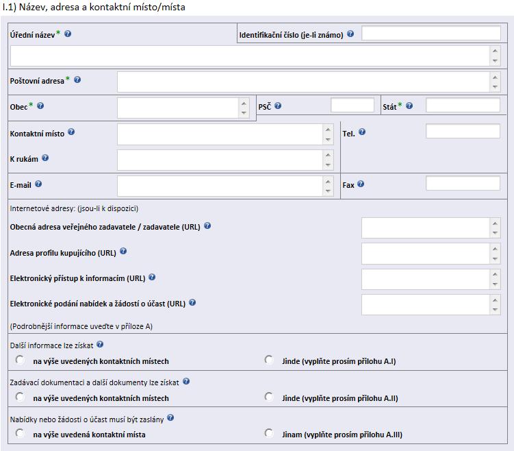 Oddíl I. - Veřejný zadavatel / zadavatel I.