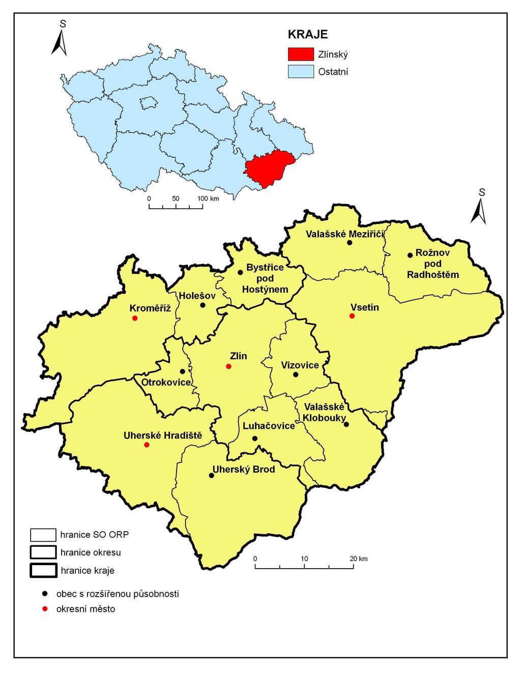 Obr. 1 Administrativní uspořádání SO ORP ve
