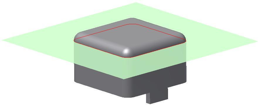 Obr. 42 Model součásti ve 3D. 5.1. Dělící rovina a ústí vtoku Dělící rovina je zvolena do spodní části zaoblení součásti (obr. 43).