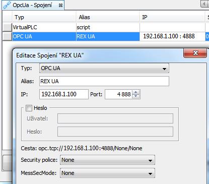 6.3.2 myscada Program myscada umožňuje komunikovat pomocí OPC UA, vytvořit tagy, které jsou propojené s hodnotami uzlu serveru, a tyto tagy zobrazovat.