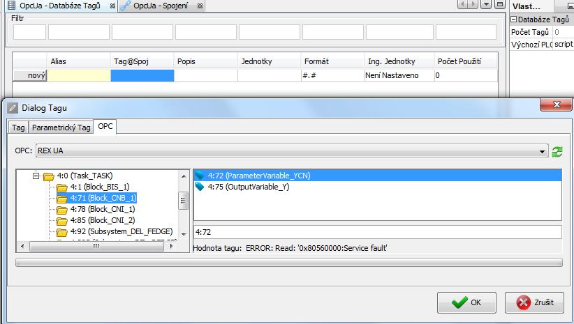 Obrázek 6.22: myscada: Vytvoření tagu z uzlu OPC UA serveru Obrázek 6.
