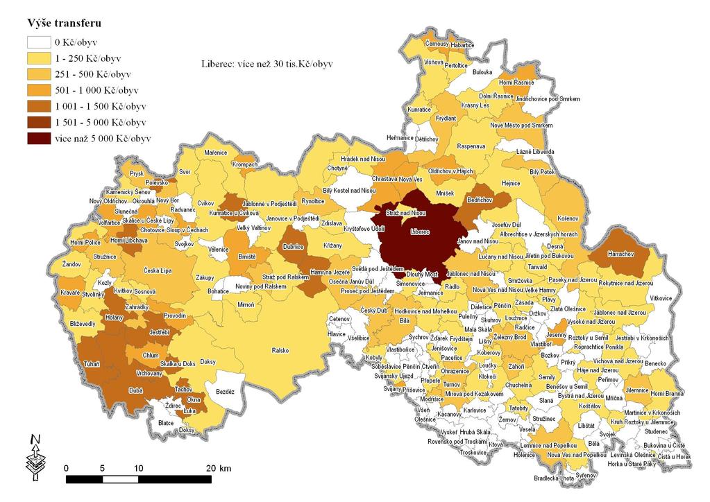 Transféry ze SR ČR do obcí Libereckého