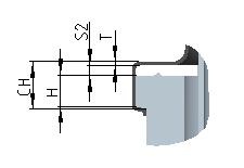 těsnění 1,06 H Výška hrdla nádobky 3,2 CH Výška pertlování 5,05±0,35 T Tloušťka