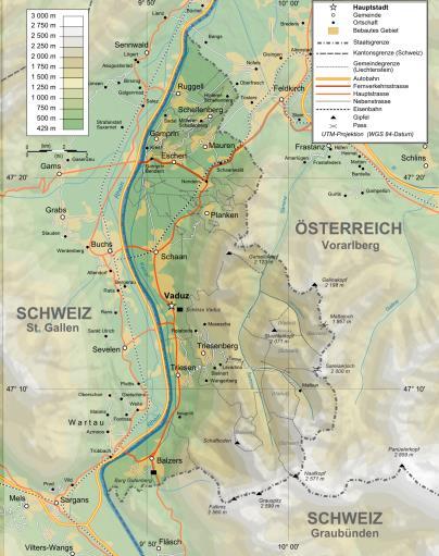 (tedy mezičlánek mezi obcemi a centrem), se správními středisky Vaduz a Schellengerg. 47 43 Liechtenstein Tourist Map. Mappery.com. http://mappery.com/maps/liechtenstein-tourist-map-2.gif.