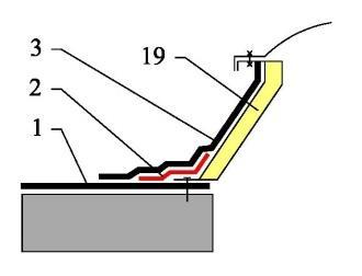 74 Příklad ukončení asfaltového hydroizolačního povlaku pod rámem dveří  hydroizolačního povlaku, 19 Tělo světlíku