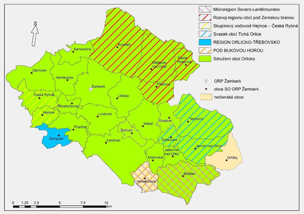 2 Souhrnná zpráva za všechny DSO v území Ve správním obvodu ORP Žamberk působí 7 dobrovolných svazků obcí (Rozvoj regionu obcí pod Zemskou branou, Sdružení obcí Orlicko, Skupinový vodovod Hejnice