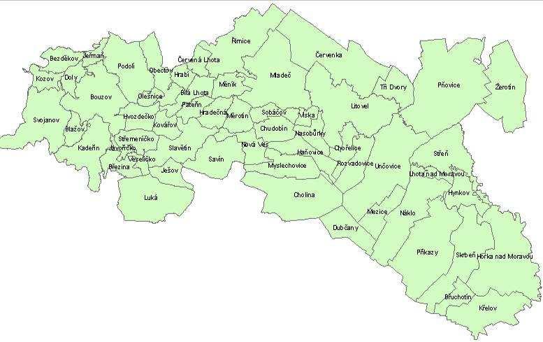 Strategický plán Leader MAS Moravská cesta: Hanáci se rozkévale včel ovidite Specifikem regionu je značný počet místních částí obcí, 22 obcí se dělí na 67 dílčích katastrálních území.