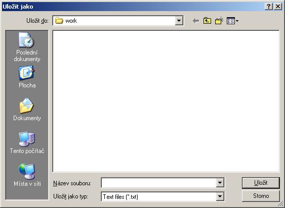 Obr. 27: Uložení textového souboru Po uložení textového souboru je zobrazena zpráva o uložení v jednořádkovém textovém poli, které je tvořeno komponentou Edit.