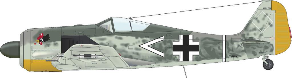 Heinzeller, 3./JG 2, Trickqueville, Francie, červen 1942 NE Fw 190A-3, W. Nr. 135313, Oblt. A. Faber, III.