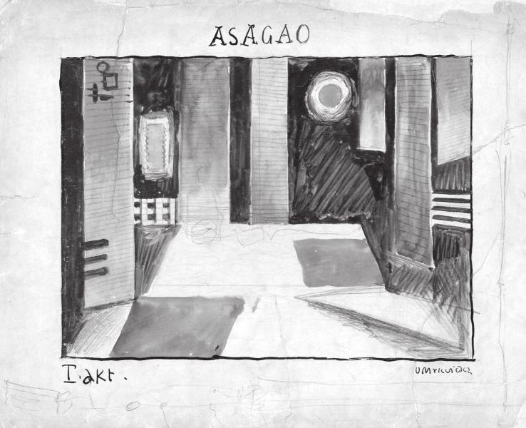 Jiří Frejka a Moderní studio (1929) 53 Hr a o As a g a o (Moderní studio, 1929) Návrh Otakara Mrkvičky pro první akt hry.