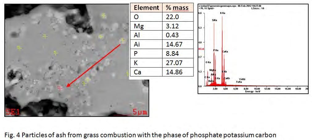 potassium carbon phosphates with higher melting point of ash are