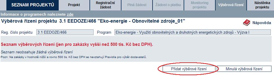 Doporučujeme zakládat VŘ v eaccountu a vkládat všechny výše uvedené dokumenty až po reálném ukončení VŘ. Toto se však netýká VŘ v hodnotě vyšší než 50 mil. Kč bez DPH.