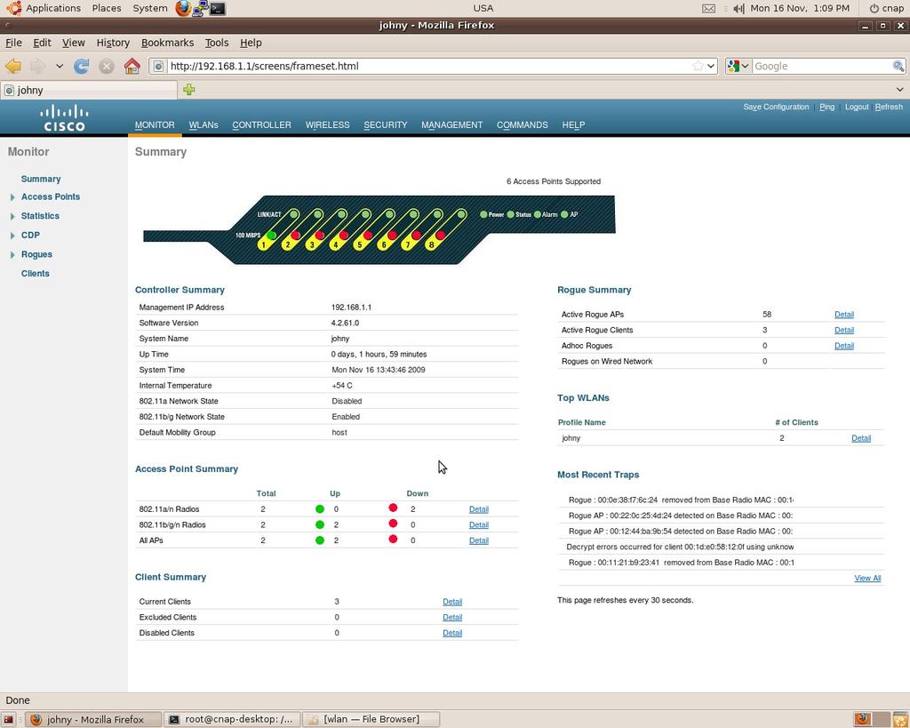 1 Konfigurace DHCP - na PC pod systémem Ubuntu 9.10 DHCP server bude obstarávat IP adresy pro klienty a management rozhraní. V našem příkladu je PC se systemem Ubuntu 9.