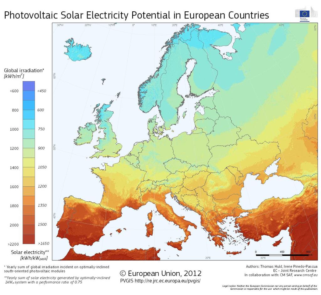 ROČNÍ ÚHRN ZÁŘENÍ ~ 1300 kwh/m 2 ~