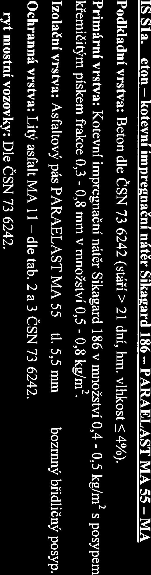 Uzavírací nátěr $ikagard 186 v množství 0,6-0,8 kg/m2. Ochranná vrstva: Litý asfalt MA 1 1 IS S2.