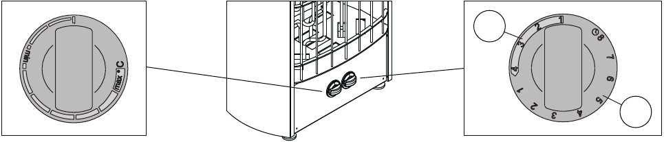 WRNING! Cover the heating elements with stones completely. bare heating element can endanger combustible materials even outside the safety distances.