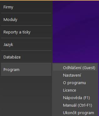 3. Po odhlášení se přihlaste jako demo programu.