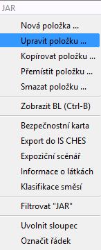 V hlavním menu vyberte volbu POLOŽKY a klikněte na nabídku UPRAVIT POLOŽKU (Ctrl-E) Upravit