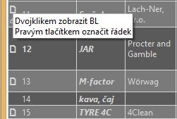 Bezpečnostní list položky otevřete také dvojklikem myší na ikonu čísla položky v prvním sloupci datové tabulky vedle Bezpečnostní list můžete otevřít i po zobrazení formuláře Upravit položku v dolní