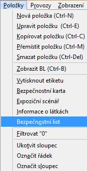 4.14. Bezpečnostní list Slouží k tvorbě bezpečnostních listů a ke klasifikaci směsí.