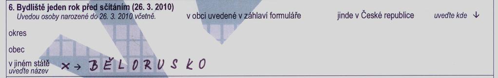 SČÍTÁNÍ V AZYLOVÝCH ZAŘÍZENÍCH (4) SČÍTACÍ LIST OSOBY Otázka č.