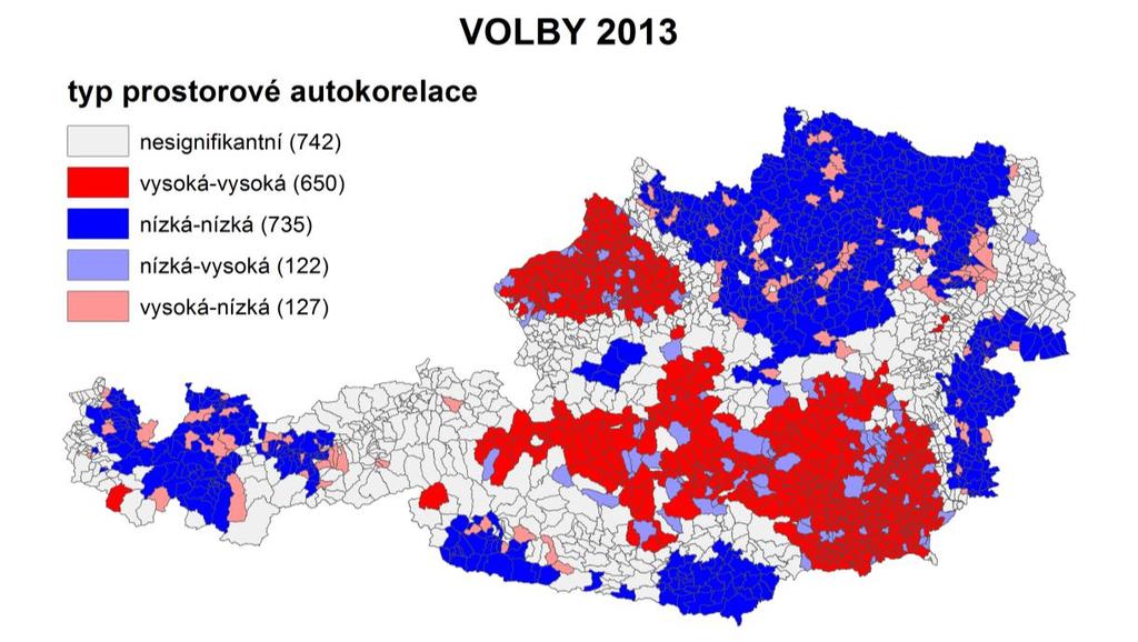 6.6 Volby 2013 Diagram 6: Moranův diagram pro parlamentní volby 2013 Zdroj dat: BM.I. (2016), zpracováno v programu GeoDa Obr.