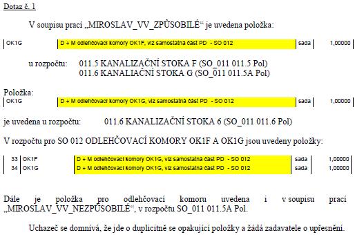 Dotaz uchazeče ze dne 26. 9. 2016: Dotaz č. 1 Dodatečná informace zadavatele k dotazu č. 1: Ano, jedná se o administrativní pochybení.