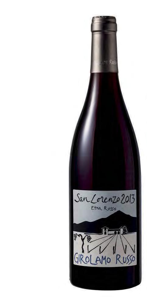 Girolamo Russo / Sicílie / Etna ETNA ROSSO A RINA DOC světlejší červená s rubínovým nádechem příjemná vůně třešní a švestek, víno s jemnou živočišnou texturou a podzimními tóny v závěru.