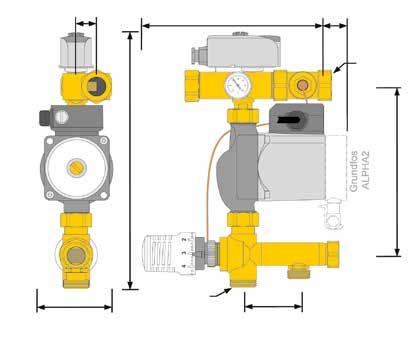 2. Zapojení nezávislé na zdroji tepla Pro uvedený příklad byla použita regulace od firmy Wolf. Poznámka: délka vodiče 15-50 m 2x 0,75 mm 2 Vysvětlivky: 1. Modul BM v nástěnném držáku* 2. Modul MM-2 3.