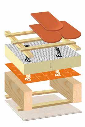 interiéru Střešní konstrukce - přiznaná, podhled z palubek Příkladně s BauderPIR SWE, multifunkční tepelně izolační prvek