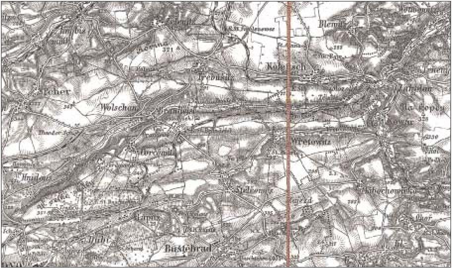 Speciální mapa z roku 1883, původní rakouské vydání ve