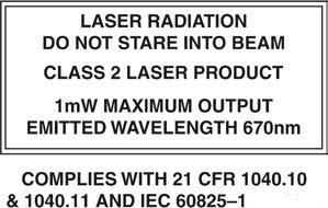 Výstražná označení laseru 1 Laser zapnutý a stavová dioda sondy (další informace jsou uvedeny v kapitole Funkce stavových diod sondy na straně 8).