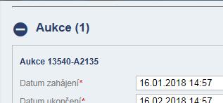 Jakmile uživatel provede tuto změnu, je aukce kompletně připravena a vyhlášena. S jejím začátkem se čeká pouze na okamžik, kdy nastane datum a čas zahájení aukce.