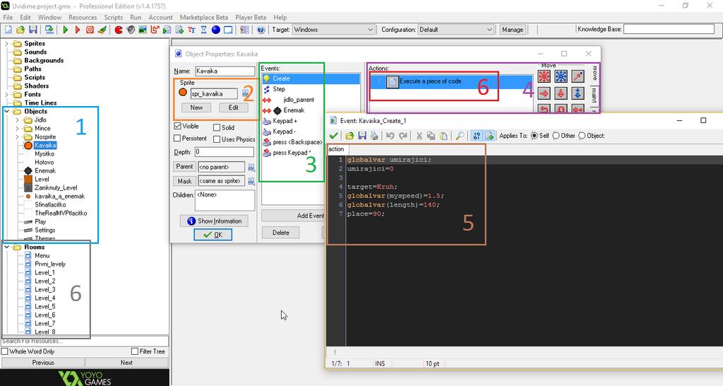 2 JAK FUNGUJE GAMEMAKER Základním prvkem GameMakeru jsou objekty (1).