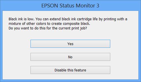 Výměna inkoustových kazet Pokud je software EPSON Status Monitor 3 deaktivován, přejděte k ovladači tiskárny, klepněte na položku Rozšířená nastavení na kartě Údržba a vyberte možnost Aktivovat EPSON