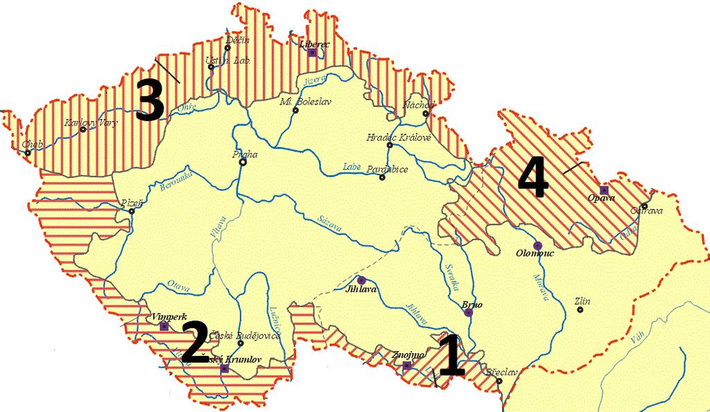 Německé Rakousko se skládalo ze čtyř provincií. K názvům provincií přiřaď čísla z mapy.